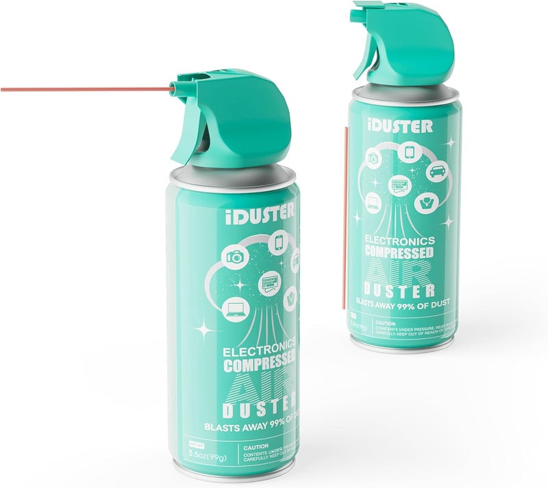 iDuster Canned Air Duster Spray for Computers - 3.5oz Keyboard Cleaner, 2PCS - Image 1
